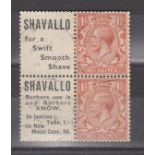 Great Britain Booklet Panes  Harrison Booklet Shavallo for a swift smooth shave, advert pair 1½d (