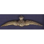 Royal Flying Corps brass Pilots wings. GVF