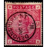 Great Britain - 1884 5/1 Rose  SG180.  V.F.U. CDs.
