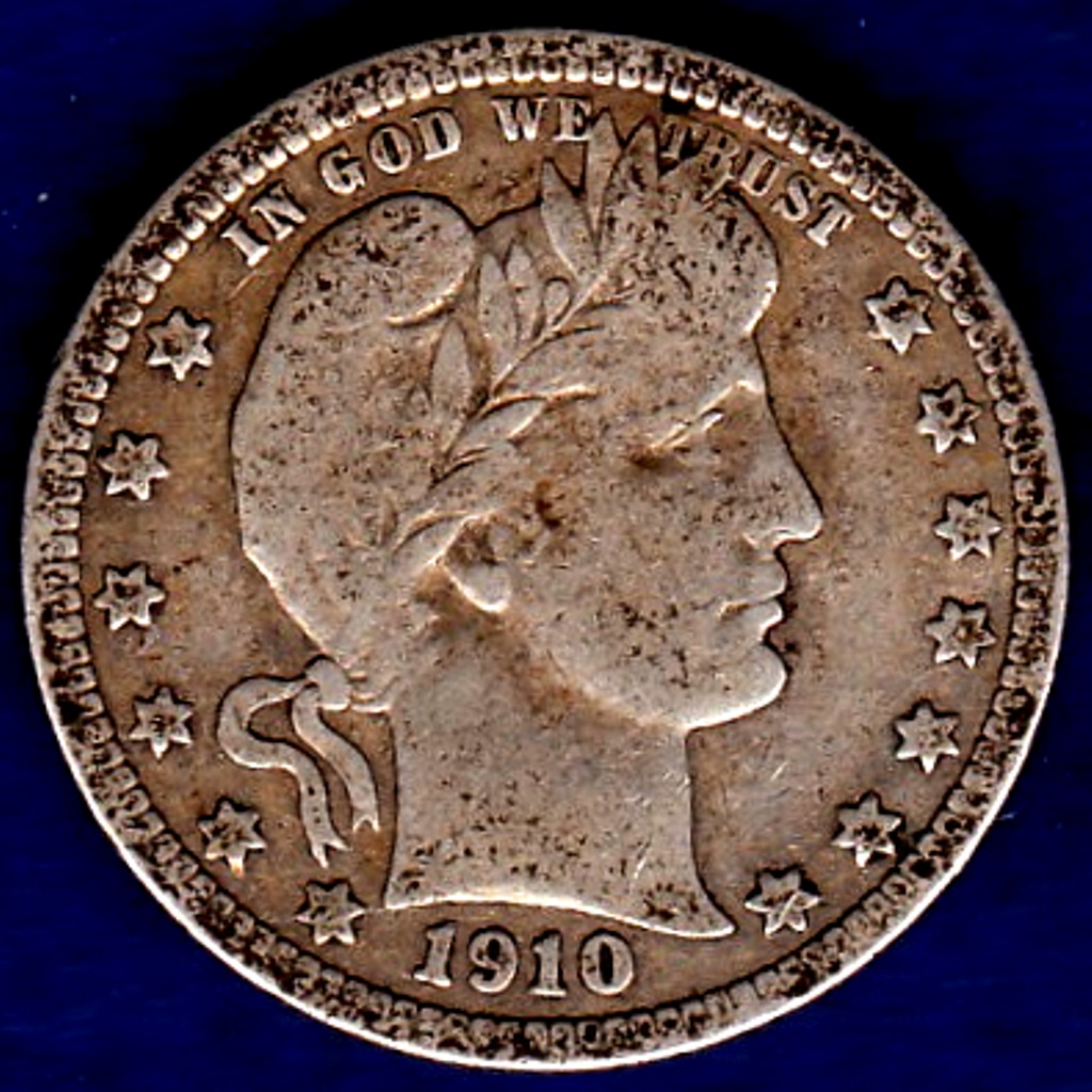 USA - 1910 Quarter Dollar  Red Book, Grade F.