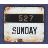 Great Britain Post Box Metal Mailing Times inserts "Sunday" Number 527. 4cm x 4.5cm.