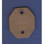 WWII Period RAF Officers Dog tag, named to a E.J.M. Lang No. 25079. VF