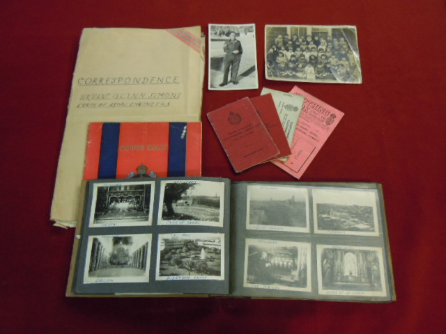 WWII Soldiers Service document booklet and photo album relating to a N.N. Simons Royal Engineers.