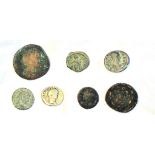 Roman Mixed range bronze (6) + silver Denarius.