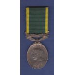 Territorial Efficiency Medal (GRV) Named to 736195 GNR J.W. Sputter Royal Artillery. GVF