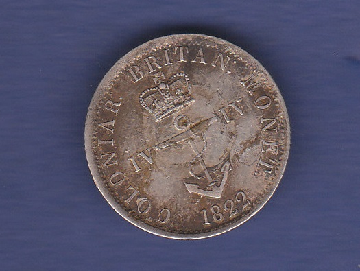 British West Indies - 1822 ¼ Dollar, Grade AEF.