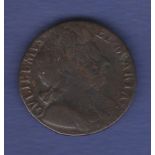 Great Britain Halfpenny - 1694 King William III & Queen Mary II Ref S3452, Grade Fine.