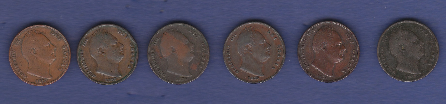 Great Britain Farthings - 1831-1837 King William IV 1831, 1834, 1835, 1836 & 1837 (2). Ref S3848,