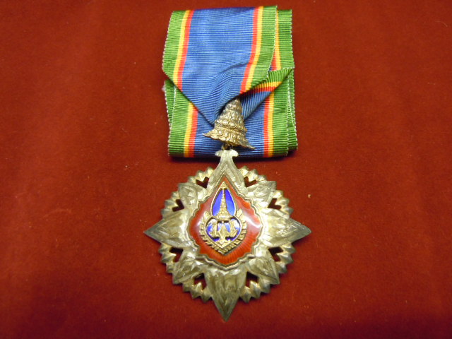 Thailand Order Of The Crown Commander neck medal with ribbon.