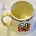 A Colman's Mustard Tankard made by Lord Nelson Pottery image on front has inscription "Stands