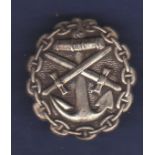 WWI Imperial German Naval wound Badge in silver