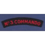 No.3 Commando Cloth shoulder title. Excellent condition.