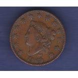 U.S.A. - 1829 Coronet Cent, Ref KM45, Grade AVF.