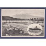 Shipping - View of Mount Fuji, inset N.Y.K. Line S.S. Haruna Maru.