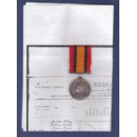 Queens South Africa medal with no clasps, named to G.B. Vear C.G.R. (Cape Government Railway) Scarce