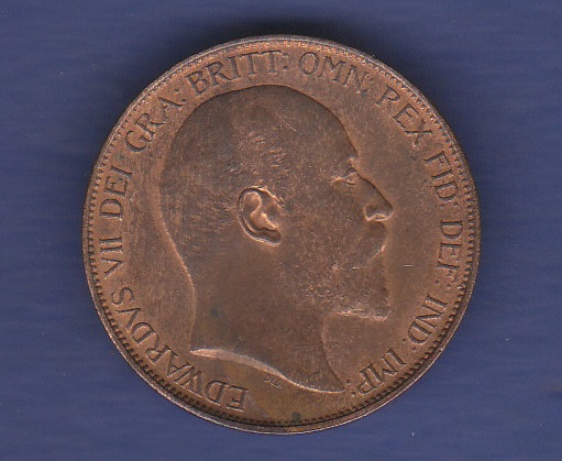 Great Britain Penny - 1902 King Edward VII Grade EF, full lustre.