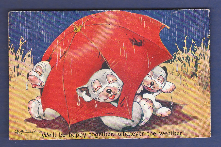Artist - G.E. Studdy, Bonzo "We'll be happy together whatever the weather" No. 1639