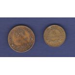 British West Africa - 1920 & 1933 1933 Sixpence, Ref KM11b, Grade GVF & 1920 Shilling, Ref KM12a,