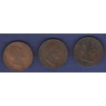 Great Britain Pennies 1831, 1834 & 1837 King William IV, Ref S3845, Grade Fine (3).