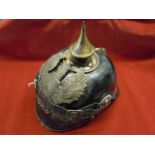 WWI Imperial German Pickelhaube, Other ranks helmet with Colberg 1807wappen. Aging and scratches
