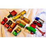 Dinky - Mixed Range (12) Including Refuse Truck, Petrol Truck, Steam Roller, Jeeps etc. Poor to