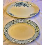 Two Large Serving Plates with a Three Piece Tea set with an interesting pattern. Nice lot.