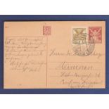 Czechoslovakia 1921  40 Filler Postal Stationery Card uprated 10 Filler adhesives, used Marienbad