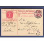 Switzerland 1913  10 Cents Postal Stationery Card, used Zurich to Frankfurt.  Bern National Swiss
