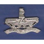 Indian 74th Armoured Regt Cap badge, (White Metal)