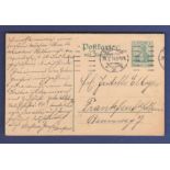 Germany 1914  5 PF Postal Stationery Card, used Breslau to Frankfurt.