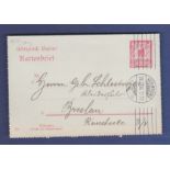 Germany 1910  10 PF Postal Stationery Letter Card, used Nurnberg to Breslau.