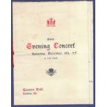 Honourable Artillery Company 1916 (Dec 9th) Grand evening concert, Queen's Hall London, programme.