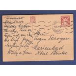 Czechoslovakia 1921  40 Filler Postal Stationery Card, used Karlsbad to Marienbad.