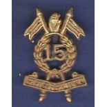 Indian 15th Armoured Regt Cap badge, (Brass)