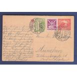Czechoslovakia 1921  20 Filler Postal Stationery Card uprated 30 Filler adhesives, used Marienbad