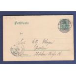 Germany 1903  5 PF Postal Stationery Reply Card, used Hirschberg to Breslau.