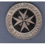 St John Ambulance Association  large white metal & black enamel badge.