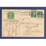 Switzerland 1913  5 Cents Postal Stationery Card uprated 5 Cents adhesives, used Basel to Breslau.