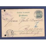 Germany 1901  5 PF Postal Stationery Card, used Beuthen to Breslau.