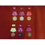 German DDR Long service medals (6) an excellent collection of Cold War East-German medals. Good