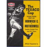 Football Programme - 1973  Texaco Cup Norwich City v Motherwell (Round 2, 1st Leg).