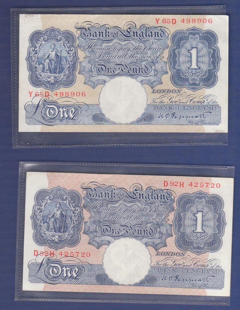 Great Britain  1940 £4 PEPPIATT Blue & Pink  Wartime issue, RARE PALE STRAW SHADE, prefix Y65D