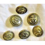 Merchant Navy Buttons - (2) Large and (4) Small, Peninsula and Orient Line. Good