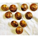 Medium size buttons (10), the Gordon Highlanders.  Gilt, various makers, service wear.