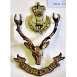 Queen's Own Highlanders (Seaforth & Cameron) 3-piece, silver plated.  Stag's head in full relief,