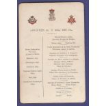 East Middlesex Regiment 57th & 77th Foot - 1897 (17th May)  Menu Regimental Crested.