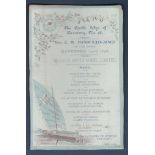 The Castle Lodge of Harmony No. 26 - 1896 (23rd November)  Menu, Willis Restaurant.