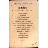 35th Royal Sussex Club - 1896 (9th July)  Menu, Willis Restaurant.