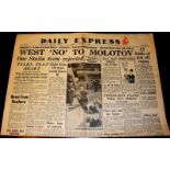 Daily Express 6th August 1948 - Mentions 1948 Olympics. The Berlin blockade and talks with Mr