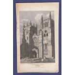 Ephemera - Norfolk - Lynn St. Margarets Church.  An antique print of West Front, engraved Le Keux,